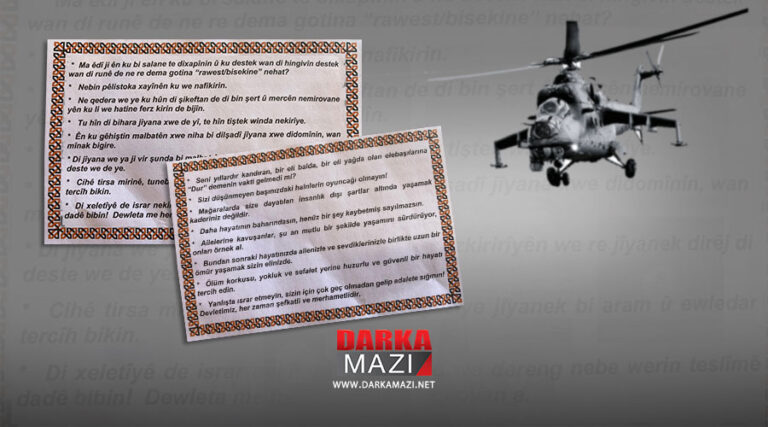 Devlet Kürtçe biliyormuş: Uçaklardan gerillaya teslim olun çağrısı yapan Kürtçe-Türkçe bildiriler atıldı