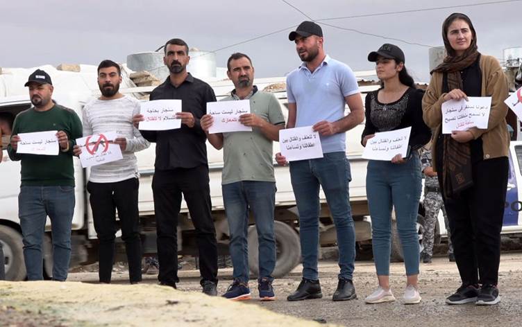 Şengal: Halk çatışmaların durması için gösteri düzenledi
