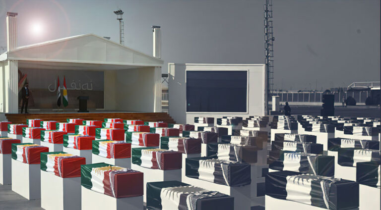 Barzan Enfalinde şehit edilen 100 kurbanın kalıntıları Erbil'e getirildi