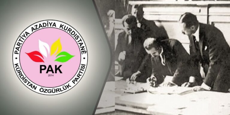 PAK: Lozan Anlaşması, elbette ki Kürdistan halkının milli, demokratik anlayışla, gerçekleştireceği ittifak ve mücadelesiyle ortadan kaldırılacaktır.