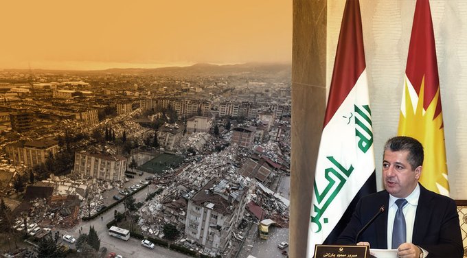 Dün Başbakan Mesrur Barzani başkanlığında toplanan Kürdistan Bakanlar Kurulu depreme dönük önemli kararlar aldı.  En önemli karar ise Kuzey Kürdistan ve Rojava merkezli yaşanan depreme ilişkin yardım kampanyası başlatılmasıydı. Türkiye ve Suriye'de meydana gelen depremlerde hayatını kaybedenlerin ailelerine başsağlığı dileyen Başbakan, “Kürdistan Bölgesi bu felaketin mağdurlarına gereken her türlü yardımı yapacaktır. Bu amaçla son günlerde Kürdistan Bölgesi'nden ilk yardım ve yardım konvoyu Türkiye'ye ulaştırılmıştır ve süreç devam edecektir. Bu arada Suriye'nin etkilenen bölgelerine yardım konvoylarının gönderilmesi için gerekli tedbirler alındı” dedi. Bakanlar Kurulu, afet mağdurlarına yardım ulaştırmak ve yardım toplamak için geniş çaplı bir kampanya ilan edilmesine karar verirken, il valilerine de bu doğrultuda harekete geçmeleri talimatı verileceği belirtildi. Toplantıda, İçişleri Bakanı Reber Ahmed ve Sağlık Bakanı Saman Berzinci tarafından depremle mücadele ve doğal afet durumunda gerekli önlemlerin alınmasına yönelik bir rapor sunuldu