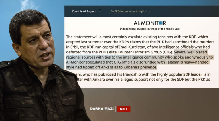 Al Monitor: Mazlum Abdi’nin yerinin istihbaratını Türkiye’ye YNK verdi