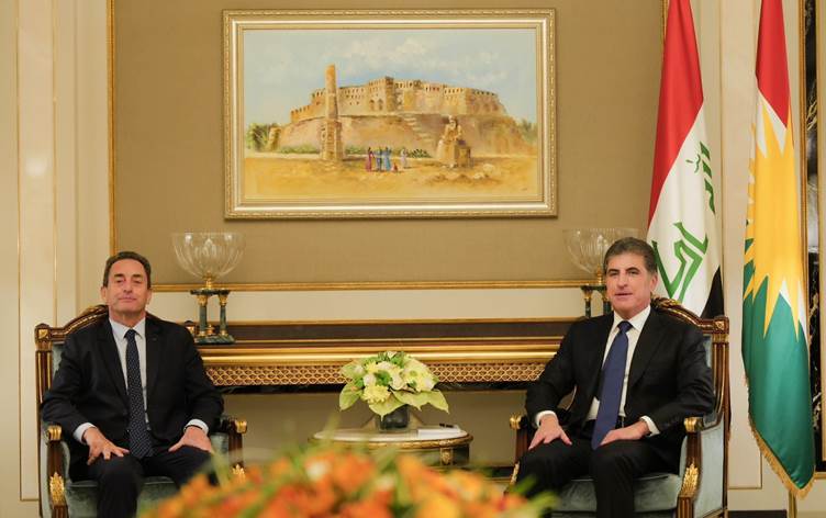 Başkan Neçirvan Barzani, Fransa’nın Bağdat Büyükelçisi Chevalier'ı kabul etti