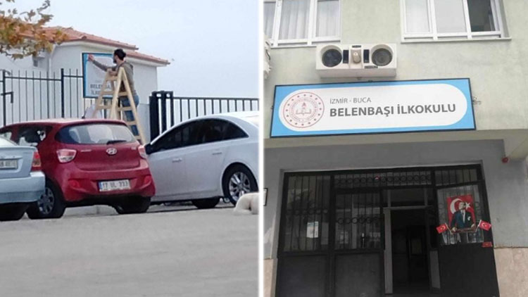Tepkilere neden olan Esat Oktay'ın isminin verildiği ilkokulun tabelası değiştirildi