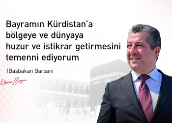 Kürdistan Bölgesi Başbakanı Mesrur ​​Barzani, Kurban Bayramı’nın “Kürdistan'a, bölgeye ve dünyaya huzur ve istikrar getirmesi” temennisinde bulunarak, tüm Müslümanların bayramını kutladı. Başbakan Barzani, bugün (26 Mayıs 2026 Salı) Kurban Bayramı vesilesiyle yayınladığı kutlama mesajında, Kürdistan, Irak ve dünyadaki tüm Müslümanları bayram vesilesiyle tebrik etti. Mesrur Barzani mesajında, "Özellikle kahraman Peşmergeleri, iç güvenlik güçlerini ve şehit ve Enfal kurbanlarının ailelerini tebrik ediyorum. Bayramı mutluluk ve huzur içinde geçirmenizi temenni ediyorum." dedi. Başbakan mesajının sonunda, şu ifadelere yer verdi: "Bayramın Kürdistan'a, bölgeye ve dünyaya birlik, barış ve istikrar getirmesini temenni ediyoum. Bayramınız kutlu olsun, huzur ve mutuluk içinde geçirmenizi diliyorum."