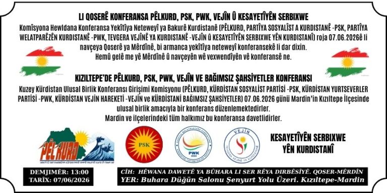 Kızıltepe’de PÊLKURD, PSK, PWK, VEJÎN VE bağımsız şahsiyetler konferansı